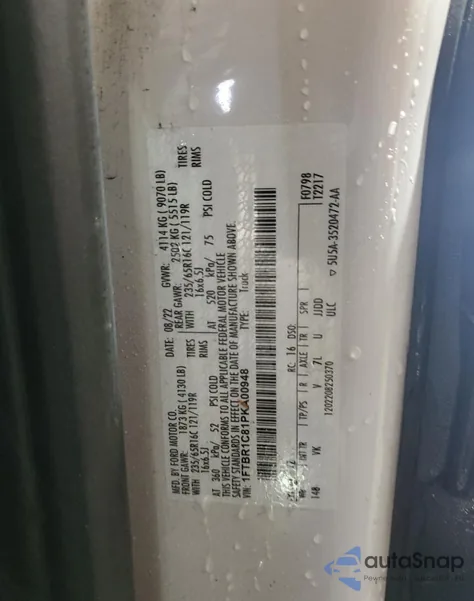 2023 Ford Transit T-250 из США, поврежденный, VIN 1FTBR1C81PKA00948